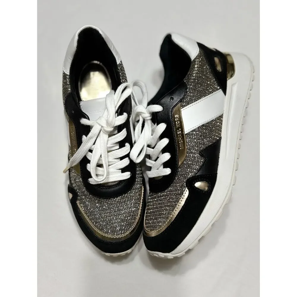 Michael Kors Womens Monroe Trainer Glitter Chain Mesh Sneakers Size US 6 M New